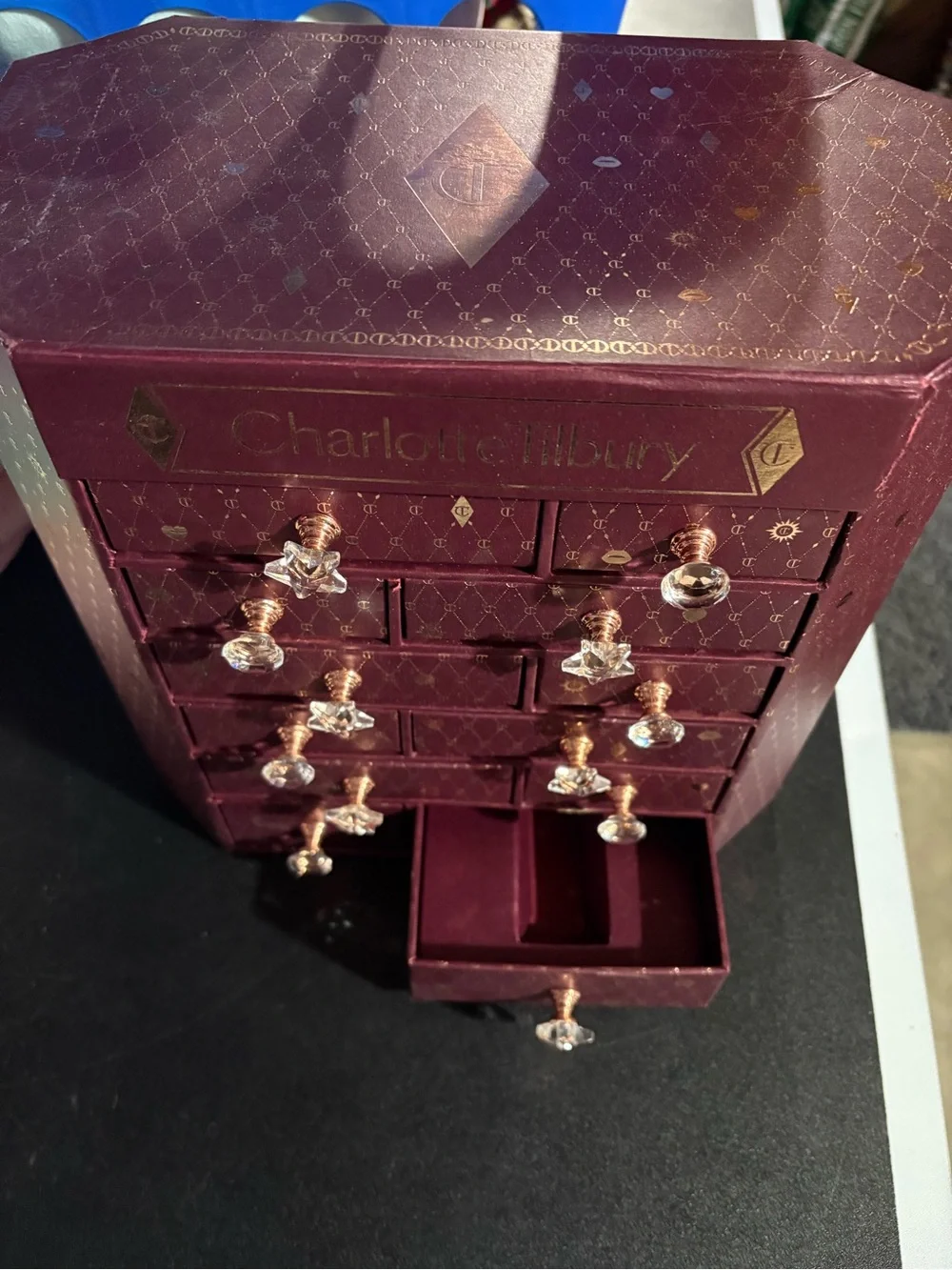 Charlotte Tilbury Burgundy Makeup Drawer Organizer